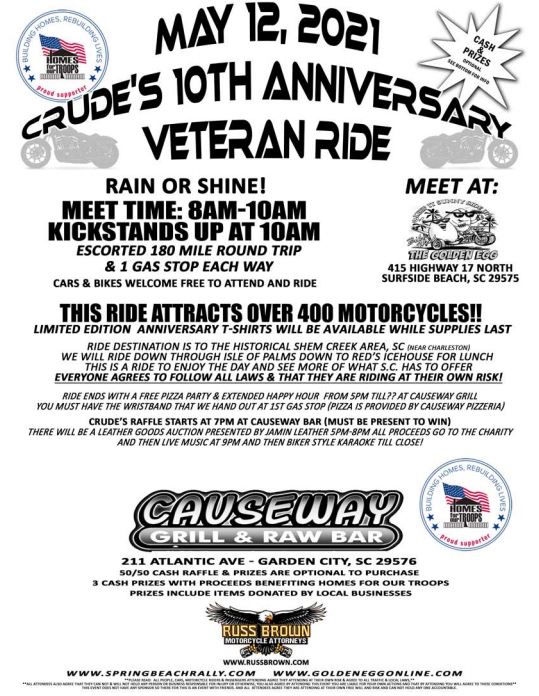 Crude's 10th Anniversary Veteran Ride @ Causeway Grill & Raw Bar | Murrells Inlet | South Carolina | United States