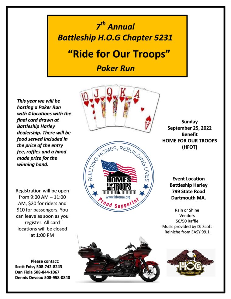 DARMOUTH, MA - 7th Annual Battleship H.O.G. Chapter 5231 "Ride For Our Troops" Poker Run @ Battleship Harley | Dartmouth | Massachusetts | United States